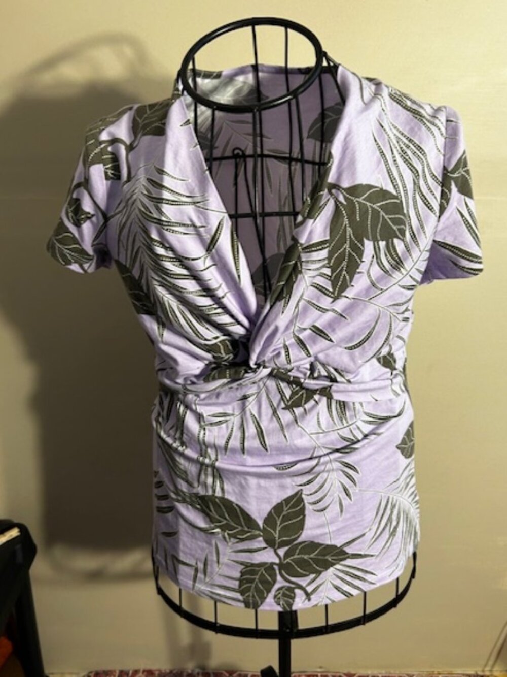Lands end size xs extra small womens purple floral tee shirt casual dress t